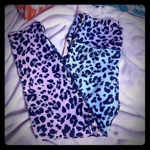 Leopard leggings pinks and aqua